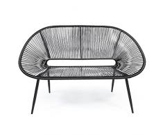 kultliving Retro Lounge Bank Acapulco Mexiko Design Indoor & Outdoor Rahmen & Füße Pulverbeschichtet; Farbe Schwarz All Black