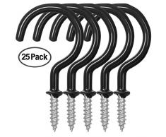 25 Packung Cup Haken Deckenhaken, 2,9 Zoll, FineGood Vinyl beschichtet Schraubenzieher Für Innen- und Außenbereich - Schwarz