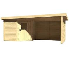Karibu Woodfeeling Gartenhaus Neuruppin 2 natur mit Schleppdach 3,00 Meter, Seiten- und Rückwand