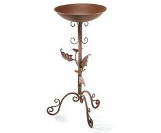 Kobolo Vogeltränke Vogelbad Futterstation RANKE - Metall Rostbraun - 33x28x61 cm