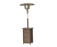 HOMCOM Outsunny Heizstrahler Terrassenstrahler Rattan Heizpilz Gartenheizung Standheizstrahler Ablage