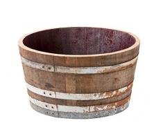 Holzfass, gebrauchtes Weinfass halbiert aus Eichenholz rustikal -als Pflanzkübel oder Miniteich (ohne Zubehör)