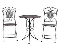 aubaho Gartenset Tisch + 2X Stuhl Eisen Gartengarnitur braun Bistroset Metall Garten Set