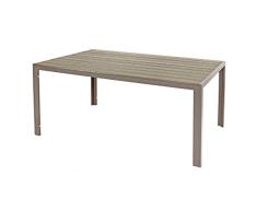 Mojawo XL Aluminium Gartentisch Champagner/Champagner Esstisch Gartenmöbel Tisch Polywood Holzimitat wetterfest 180x90x74cm