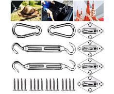 Emooqi Schwerlast Deckenhaken Sonnensegel Befestigungs, Deckenhaken Hängesessel 24 Pcs Sonnensegel Zubehör/Hochwertiger Edelstahl Montage Aufbau Set - für Rechteckige und Quadratische Sonnensegel