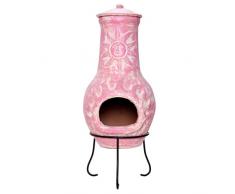 Nexos Terrassenofen Mexico-Ofen Tonofen Terracotta 19 kg Gartenofen mit Schlot und Deckel Stahlgestell 80 85 cm wählbar (80)