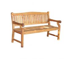 Strandkorbwerk Teakholz Gartenbank New Brighton ca. 160 cm komplett montiert Bank Holzbank Teak Sitzbank