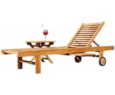 ASS Hochwertige Teak Sonnenliege Gartenliege Strandliege Liegestuhl Holzliege Holz sehr robust Modell: Cozy+ Beistelltisch 45x45cm von