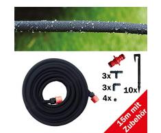 Grafner® Bewässerungsschlauch-Set mit Perlfunktion | ½ | incl. Zubehör-Set Erdanker, Eckverbinder, T-Verbinder, Endstopfen und Klickanschlüsse | Länge nach Wunsch: 15 30 50 Meter (15 Meter)