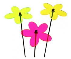 Time for Home Lichtfänger 3er Set Schmetterling oder Blume Sonnenfänger Gartenstecker Blumenstecker Lichterspiel pink gelb grün Beetstecker (Blumen)