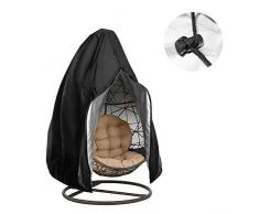 CHEYLIZI 420D Hängesessel Schutzhülle mit Reißverschluss Oxford 190 x 115 cm/232cm x 203cm Schwebesessel Abdeckung Wasserdicht Möbel-Schutzabdeckung Garten Outdoor 190 x 115 cm(Einzelsitz, Schwarz)