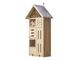 Eifa 50 cm Insektenhotel Turm XXL Natur/Metall-Dach Nistkasten Insektenhaus aus Holz für Bienen, Schmetterlinge, Käfer & andere Tiere