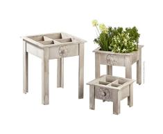Cepewa 3er Set Pflanztisch Vintage grau Garten Terasse Gartenarbeit Pflanzen