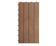 LZQ 12 Stück WPC Klickfliese Terrassenfliesen Holzoptik, Filterbares Wasser Kunststoff Fliesen Gesamt 2m² für Garten Balkon Terrasse (30x60cm/1 Stück, Braun)