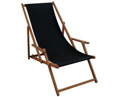 Liegestuhl schwarz Sonnenliege Gartenliege Holz Deckchair Strandstuhl Massivholz Gartenmöbel 10-305