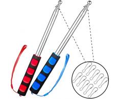 Outus 2 Stück 2 m Teleskop Fahnenmast Edelstahl Hand Fahnenmast Ausziehbarer Tragbarer Fahnenmast und 10 Stück Fahnenmast Clip Haken für Lehrer Klassenzimmer Reiseleiter Banner Flagge