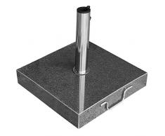 anndora Granit Sonnenschirmständer 40kg rollbar 45x45cm Adapter 48, 38mm - dunkelgrau poliert