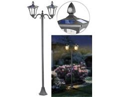 Royal Gardineer LED Solar-Laterne Garten: Solar-LED-Gartenlaterne, 2 flammig, PIR- & Dämmerungssensor, 600 Lumen (Gartenlaterne mit Lichtsensor)
