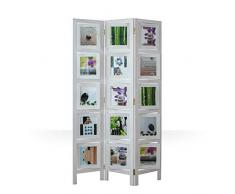 Homestyle4u 762, Foto Paravent Raumteiler 3 teilig, Fotowand Holz, White Washed