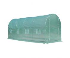Outsunny Foliengewächshaus Tomatengewächshaus Treibhaus Folientunnel Frühbeet 8 Fenster PE + Stahl Grün 500 x 200 x 210 cm