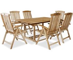 KMH®, Teak Gartensitzgruppe mit ausziehbarem Gartentisch für 6 Personen (#102206)