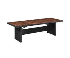 Festnight Garten-Esstisch | Gartentisch | Terassentisch | Rattan Tisch | Poly Rattan und Massivholz 240 x 90 x 74 cm