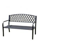 Garden Market Place Warwick Metall-Gartenbank mit Netzmuster, Rückseite aus Gusseisen, Schwarz, 127 X 81 X 54CM