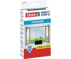 tesa® Insect Stop Fliegengitter STANDARD für Fenster, nahezu durchsichtig (1,30 m x 1,50 m / 4er Pack, anthrazit)