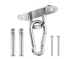 Schwerlast Deckenhaken SUS304 Edelstahl U-Typ Behoben Haken, mit Feder-Snap-Haken, 4 Schraube, Traglast bis 400Kg für Beton Hängesessel Yoga Hängematte Stuhl Sandsack