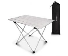 Navaris Campingtisch Camping Klapptisch Ultraleicht - 55,7x40,5x38,5cm Alu Tisch Balkon klappbar - Beistelltisch Balkontisch klein in Silber Hellgrau