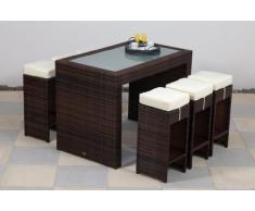 essella Polyrattan Bar-Set Barcelona in Bicolor-Braun
