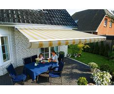 Spettmann wasserundurchlässige elektrische Halbkassettenmarkise, beige/gelb, mit Motor (400x250cm)