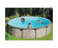 SUMMER FUN Komplett-Set (9-tlg.): Aufstell-Rundpool in Stein-Optik 120 cm Tiefe (in 3 Größen) 350 cm, 120 cm