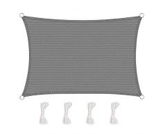 TOPLUS Sonnensegel Sonnenschutz Garten Balkon Wetterschutz wasserabweisend 2 * 3m Rechteckig 420D PES UV-Schutz für Garten Outdoor,grau (2 * 3m)