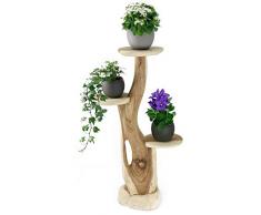 My-goodbuy24 Blumenständer Blumentreppe Blumenpodest Blumenhocker Pflanzen Blumen Treppe Holz Massivholz Suar mit 3 Ablagen