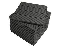 WOLTU GTF001an WPC Terrassenfliesen Terrassendielen Fliese in Holzoptik Bodenbelag mit klicksystem Anthrazit (11 Stück / 1 m²)