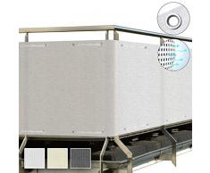 Sol Royal SolVision Balkon Sichtschutz HB2 HDPE blickdichte Balkonumspannung 90x300 cm – Geländer Sichtschutz Weiß - mit Ösen und Kordel - in div. Größen & Farben