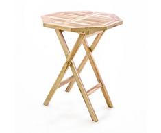 Divero Balkontisch Gartentisch Beistelltisch Teak Holz Tisch für Terrasse Balkon Garten – wetterfest massiv klappbar – Ø 60 cm Natur-braun