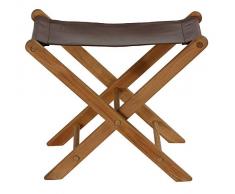 Bare Decor Davie Klapphocker, Teak und Leder, 45,7 cm, Sattelbraun