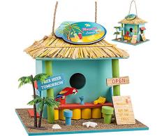 alles-meine.de GmbH Vogelhaus - Strandbar / Strandhaus / Strandhütte - aus Holz - 21 cm - Nistkasten Vogelhäuschen Vogelnistkasten - für Garten & Balkon - Urlaub Strand Bar Cockt..