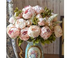 DWE 5 künstliche Blumen, Seidenblumen, Pfingstrose, für Brautstrauß, Weihnachten, Hochzeit, Party, Zuhause, Dekoration rose