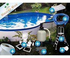 Pool Set Komfort 3,20x5,25x1,20m achtform Becken Komplettset Aufstellbecken