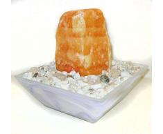 Troesters Brunnenwelt Selina Orangencalcit mit Pumpe und Zierkiesel, Quellstein aus echtem Orangencalcit, Kleiner Tischbrunnen für zu Hause (Orangencalcit)