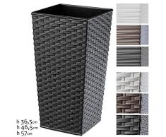 KADAX Blumentopf, Blumenkübel aus Kunststoff, Pflanzkübel für Blumen, Innen- und Außenbereich, Garten, Balkon, Terrasse, Haus, wetterfest, Rattan Imitation (57cm Höhe, Grafit Rattan)