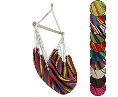 BB Sport Hängestuhl Hängesessel Textil Hängeschaukel Hängesitz Drehwirbel Holz Querstrebe Indoor Outdoor bis 150 kg Wetterfest UV Beständig, Farbe:Jamaica