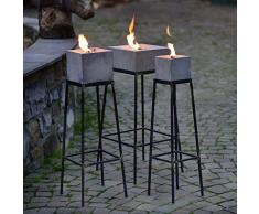 Beske-Manufaktur Betonfeuer inklusive Ständer und Nachfüllwachs | Größe des Betonfeuers wählbar | Gartenfackel Feuerstelle Dauerdocht Outdoor Kerze Tischfeuer | Höhe 60cm