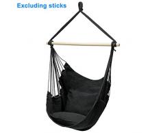 Mokia Hängematte, Hängesessel, Hängesessel, Seil zum Aufhängen, mit Kissen, Kinder-Hängestuhl, nicht null, Schwarz