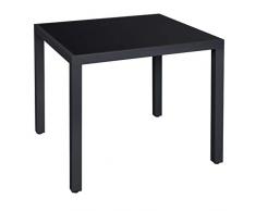 SONGMICS Gartentisch, Glas, Balkontisch, quadratisch, Outdoor, Picknick, Party, Tischplatte aus Hartglas, Gestell aus Aluminium, 85 x 85 x 73 cm, grau GPT08GY