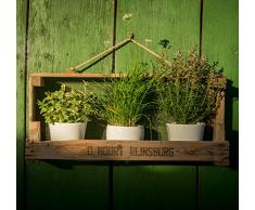 Die Stadtgärtner Rustikales Gartenregal aus Zwiebelsieb ++ Ideal für ✿✿-Töpfe ++ für Drinnen und Draußen (Breite Version)