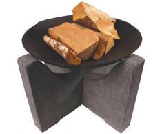 Esschert Design Feuerstelle Granito, Feuerschale mit Granitfuß, Ø Schale 59 cm, Unterstand ca. 68 cm x 68 cm x 46 cm